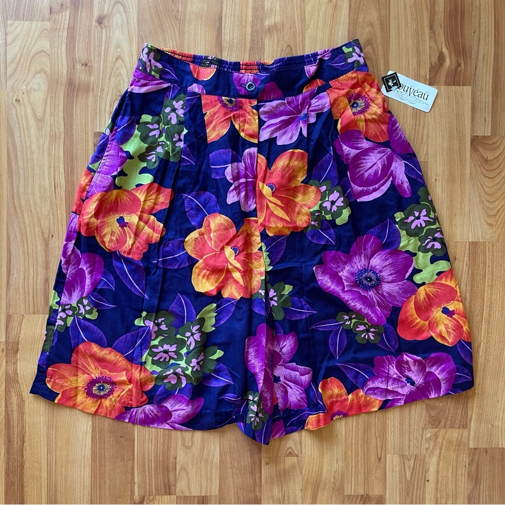 Nouveau Tropical Vintage 90s Floral Surfer High Waisted Elastic Waist Baggy L